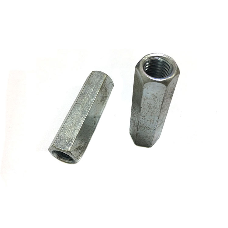 M6 M8 M10 Stock Carbon Steel White Blue Zinc Plated Long Nut Coupling Nut