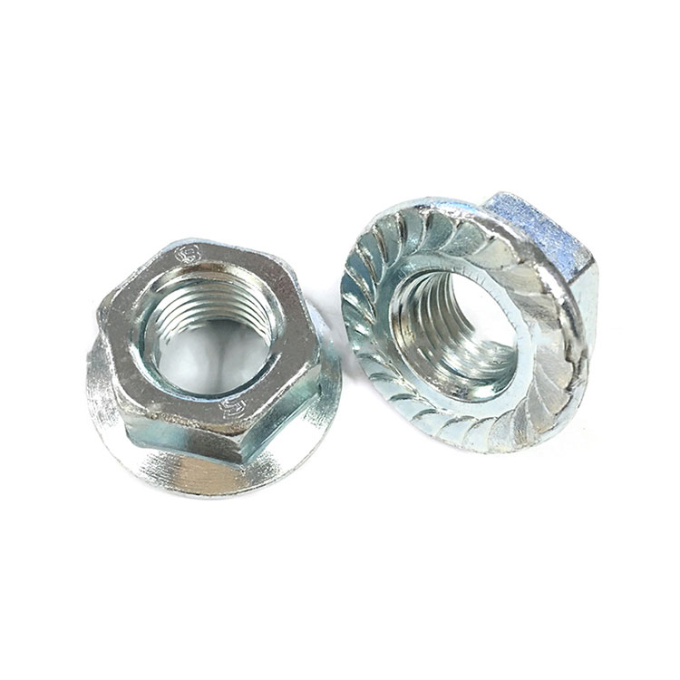 Zinc Plated Grade 4 Garde 8 Hex Flange serratus Nut- DIN6923